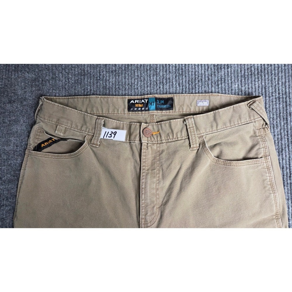 ARIAT REBAR M7 Slim Straight Leg Men Tan Work Pants Size 34x30 - Picture 8 of 12